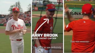 Harry Brook batting at Philadelphia Phillies MLB Spring Training facility