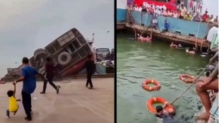 People throw safety rings as people swim to the surface after a bus carrying at least 40 people plunged into the Padma river at the Dauladia terminal (Photos: PTI)