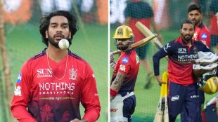 Venkatesh Iyer seen bowling in the nets alongside Virat Kohli and Captain Rajat Patidar during RCB’s final practice session before the 2026 opener.