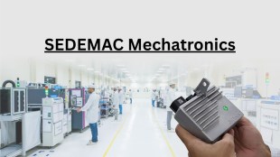 A step-by-step infographic showing how to check SEDEMAC Mechatronics IPO allotment status on BSE, NSE, and MUFG Intime websites using a smartphone and PAN card.
