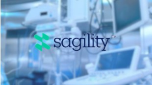A financial dashboard showing Sagility India's projected 20% EPS CAGR (FY26-28), its 90% revenue dependency on US healthcare payers, and Nomura's target price of Rs 55.