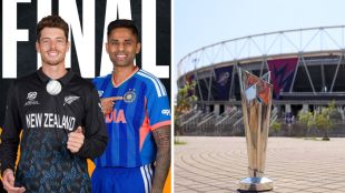 T20 World Cup 2026 trophy at Narendra Modi Stadium, Ahmedabad, ahead of the IND vs NZ final.