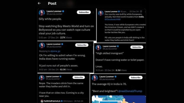 Laura Loomer's anti-India tweets.