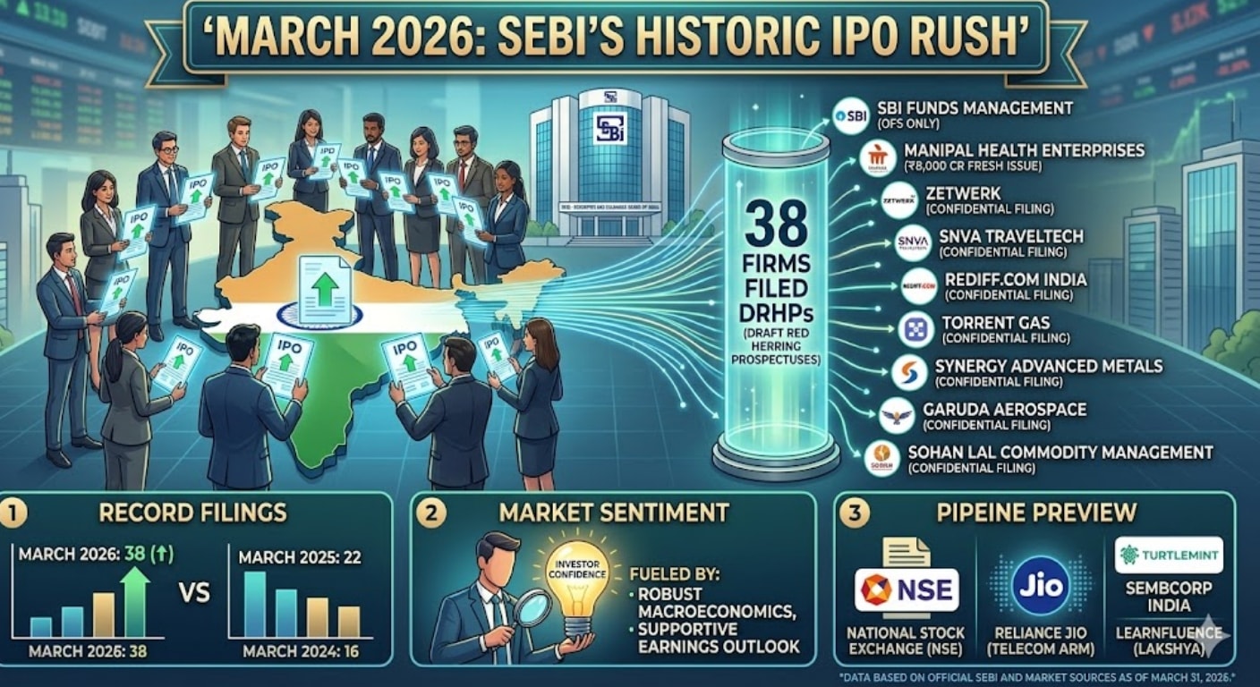 March IPO filings surge: SBI MF, Manipal Health and 36 firms file DRHP with SEBI