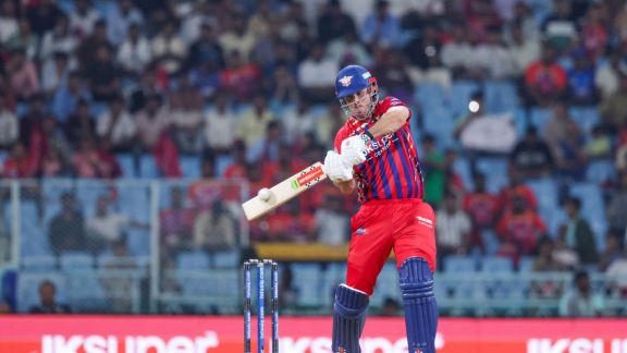 LSG vs DC IPL 2026: Mitchell Marsh batting as Lucknow Super Giants get dismissed for 141 against Delhi Capitals, their lowest IPL total against the opponent.