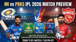 MI vs PBKS IPL 2026 Match Preview: Check Pitch Report, Weather Forecast & Head-To-Head Stats For Mumbai Indians vs Punjab Kings Today’s IPL Match