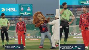Image shows PSL teams Karchi Kings and Lahore Qalandars fight while their captains David Warner and Shaheen Afridi look on and laugh. Photo: X