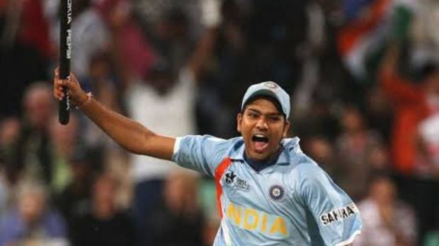 Rohit Sharma celebrating in T20 World Cup 2007. Photo Credit: Twitter