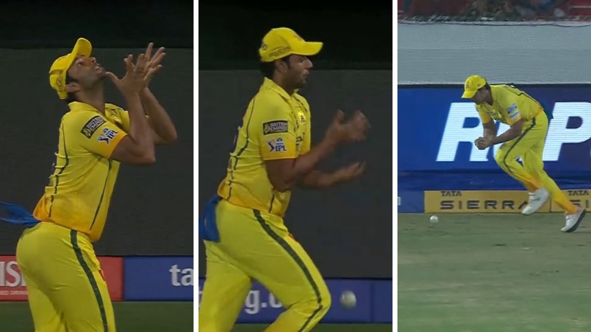 Sequence of Shivam Dube dropping Abhishek Sharma’s catch in CSK vs SRH IPL 2026 match.