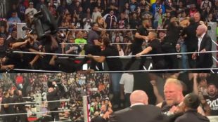10 guards weren't Enough! Brock Lesnar and Oba Femi decimate Raw Ringside in WrestleMania chaos