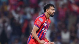 Prince Yadav of Lucknow Super Giants celebrating after a clean bowled of Delhi Capitals captain Axar Patel.