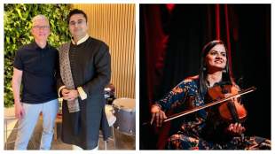 Sandeep Ranade with Tim Cook (L) and Nandini Shankar (R)