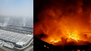 Around 20 employees were inside the building when the fire broke out, but all were safely evacuated and no injuries were reported.