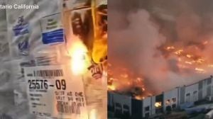 Ontario warehouse fire video