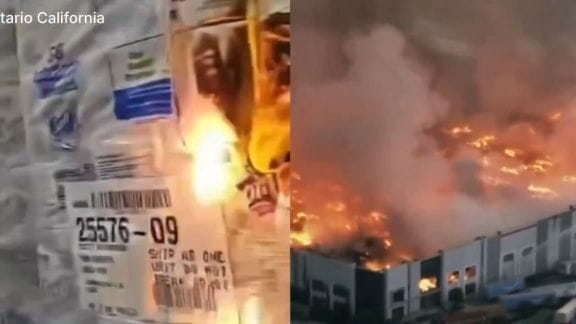 Ontario warehouse fire video