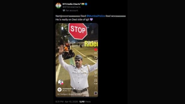 BTS RM liked Mumbai Police reel