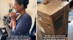 Viral video: Family surprises house help with air cooler, her reaction melts internet