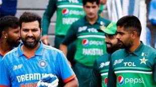 Image shows India vs Pakistan match in cricket.