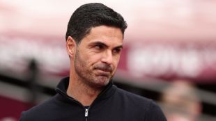 Image shows Mikel Arteta, Arsenal Coach as his team nears a title win in English Premier League 2025-26.