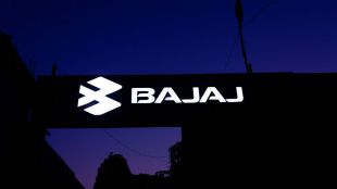 A high-impact financial graphic featuring the Bajaj Auto logo with a 34% profit growth chart, a 20.8% margin highlight, and the ₹12,000 buyback price in bold green text.