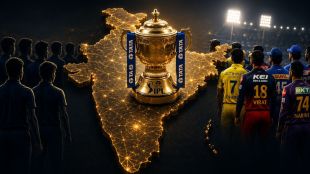 Image shows IPL trophy on map of India with one side lit up where the talent is meeting opportunity and one side in darkness where talent has to really work hard to get an opportunity
