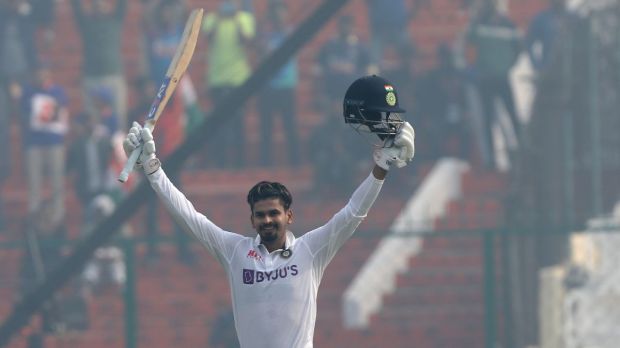 Shreyas Iyer hit century on his Test debut in 2021 vs New Zealand. Photo: X