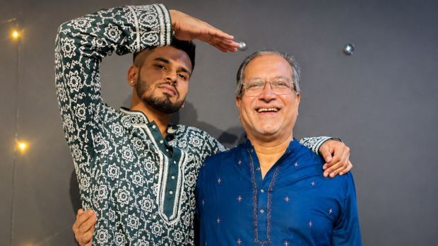 Shreyas Iyer with is father Santosh Iyer. Photo: Facebook