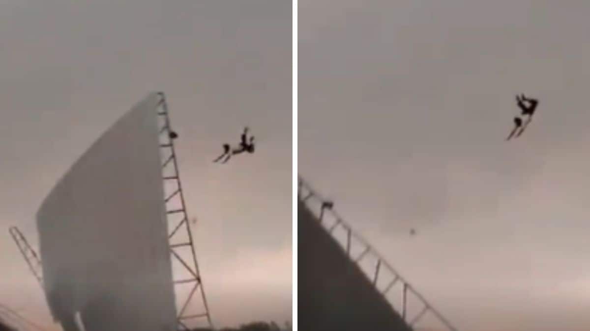 Watch: Tin shed 'flies' away with man during deadly Uttar Pradesh thunderstorm - Trending News | The Financial Express