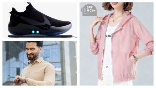 A shirt from clothing brand Harfun that offers features like wrinkle resistance and moisture-wicking; Savana's summer-focused capsule includes apparels like UV-blocking sports jackets; Nike's self-adjusting Adapt shoes
