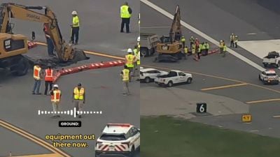 Watch: Sinkhole at New York’s LaGuardia Airport forces runway shutdown