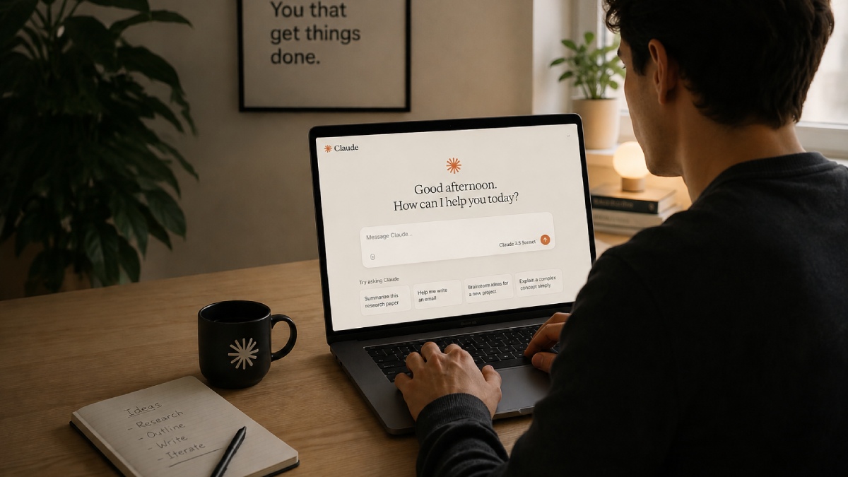 Claude AI interface and cybersecurity tips