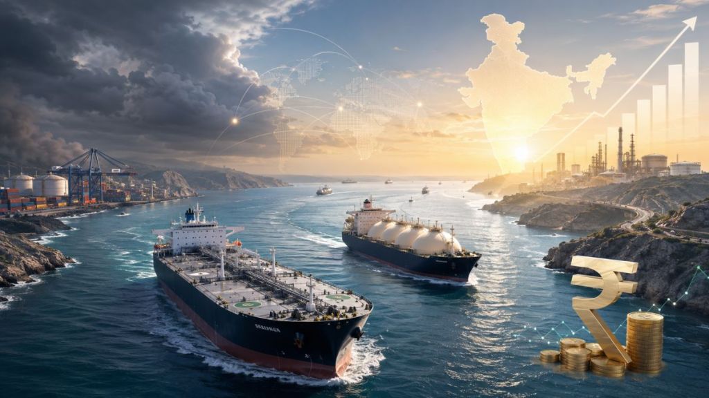 With global energy supply routes normalising, India could benefit from a reduced current account deficit, lower subsidy burdens and improved trade flows. Analysts believe sustained peace in West Asia may bolster economic sentiment, support exports and ease inflationary pressures across key sectors. With global energy supply routes normalising, India could benefit from a reduced current account deficit, lower subsidy burdens and improved trade flows. Analysts believe sustained peace in West Asia may bolster economic sentiment, support exports and ease inflationary pressures across key sectors.