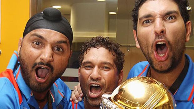 Harbhajan Singh with 2011 World Cup Trophy. Photo: X