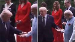 Meeting after 16 months, Trump grasps PM Modi’s wrist at G7 photo op – Watch 