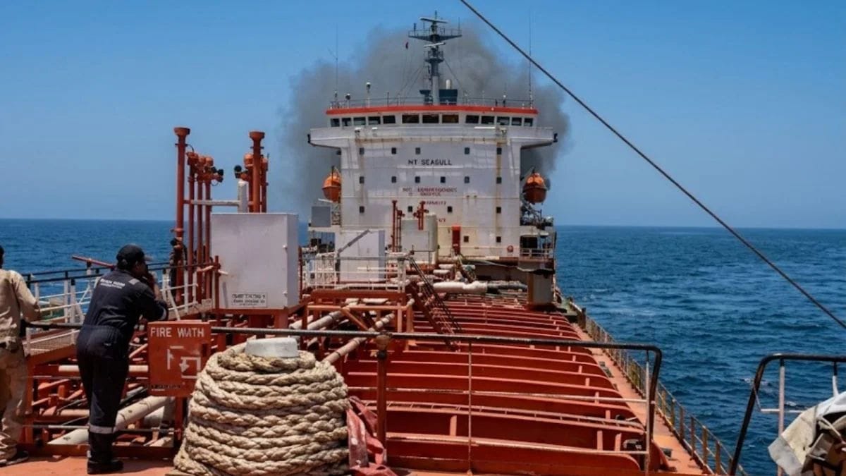 Tanker with 24 Indians catches fire off Oman; crew safe