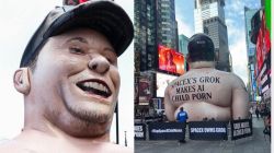 Scathing Elon Musk effigy flies over Times Square with ‘anti-Grok’ message day ahead of SpaceX IPO