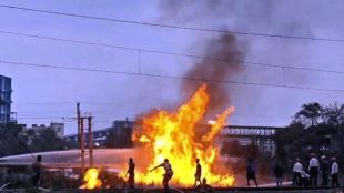 Firefighters and emergency teams respond after a blaze broke out in a naphtha-carrying pipeline at Haldia Refinery in West Bengal, injuring several workers.