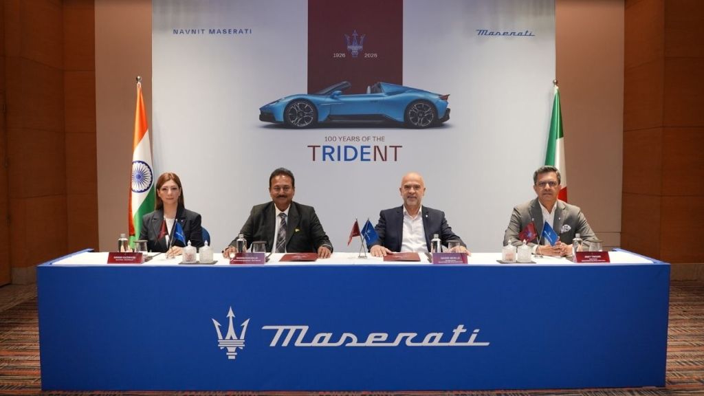 (L-R) Narges Kazerooni, Head of Sales - Navnit Maserati; Sharad Kachalia, Chairman & Managing Director - Navnit Maserati; Maher Abdalla, Managing Director, Maserati Middle East, Africa, India & Turkey; Amey Tingare, Brand Director, Maserati Middle East, Africa, India & Turkey.