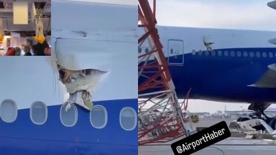 Watch: Panic on board as Turkish Airlines jet crashes into radar tower