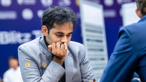 Indian chess player Arjun Erigaisi involved in an intense battle on the board. Photo: X