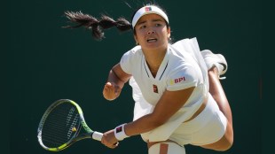 Alexandra Eala of the Philippines serves during the second round women's singles match against Maya Joint of Australia at the Wimbledon Tennis Championships in London (Photo: AP)