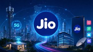 A sleek, modern digital terminal tracking primary market financial prospectuses. The interface maps a detailed comparative grid highlighting Jio Platforms' ₹1,46,885 crore operating revenue alongside its ₹1.04 lakh crore deferred DoT spectrum liability, bordered by distinct data pods for its 27 crore fresh equity share float.