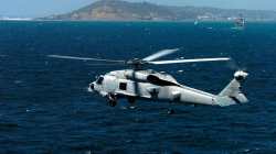Why did a US Navy helicopter make emergency landing in the Arabian Sea?