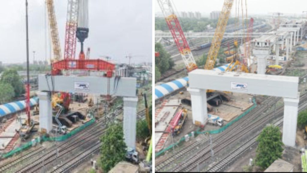 The Mumbai-Ahmedabad Bullet Train project completed the launch of all 13 heavy portal beams in Ahmedabad, including the 1,640-tonne beam at Sabarmati. The Mumbai-Ahmedabad Bullet Train project completed the launch of all 13 heavy portal beams in Ahmedabad, including the 1,640-tonne beam at Sabarmati.