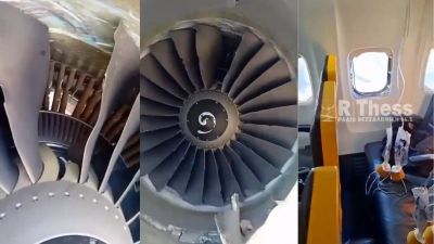 Video of Ryanair’s damaged Boeing engine goes viral, passenger ‘nearly sucked out’