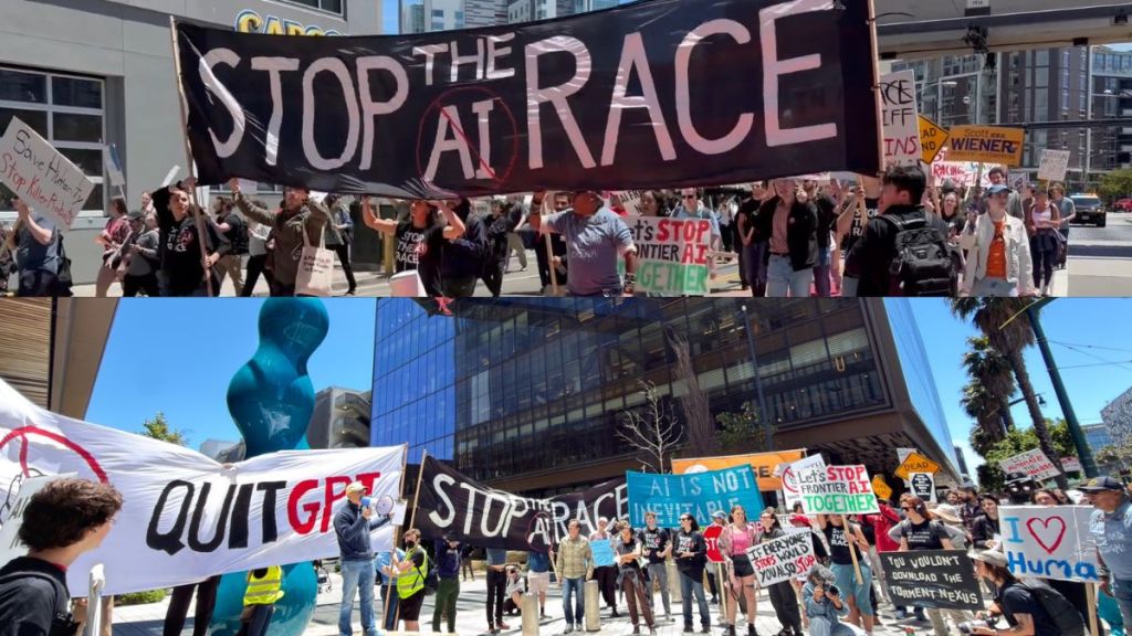 Stop the AI Race protest Stop the AI Race protest