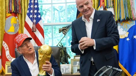 President Donald Trump with FIFA President Gianni Infantino file: AP