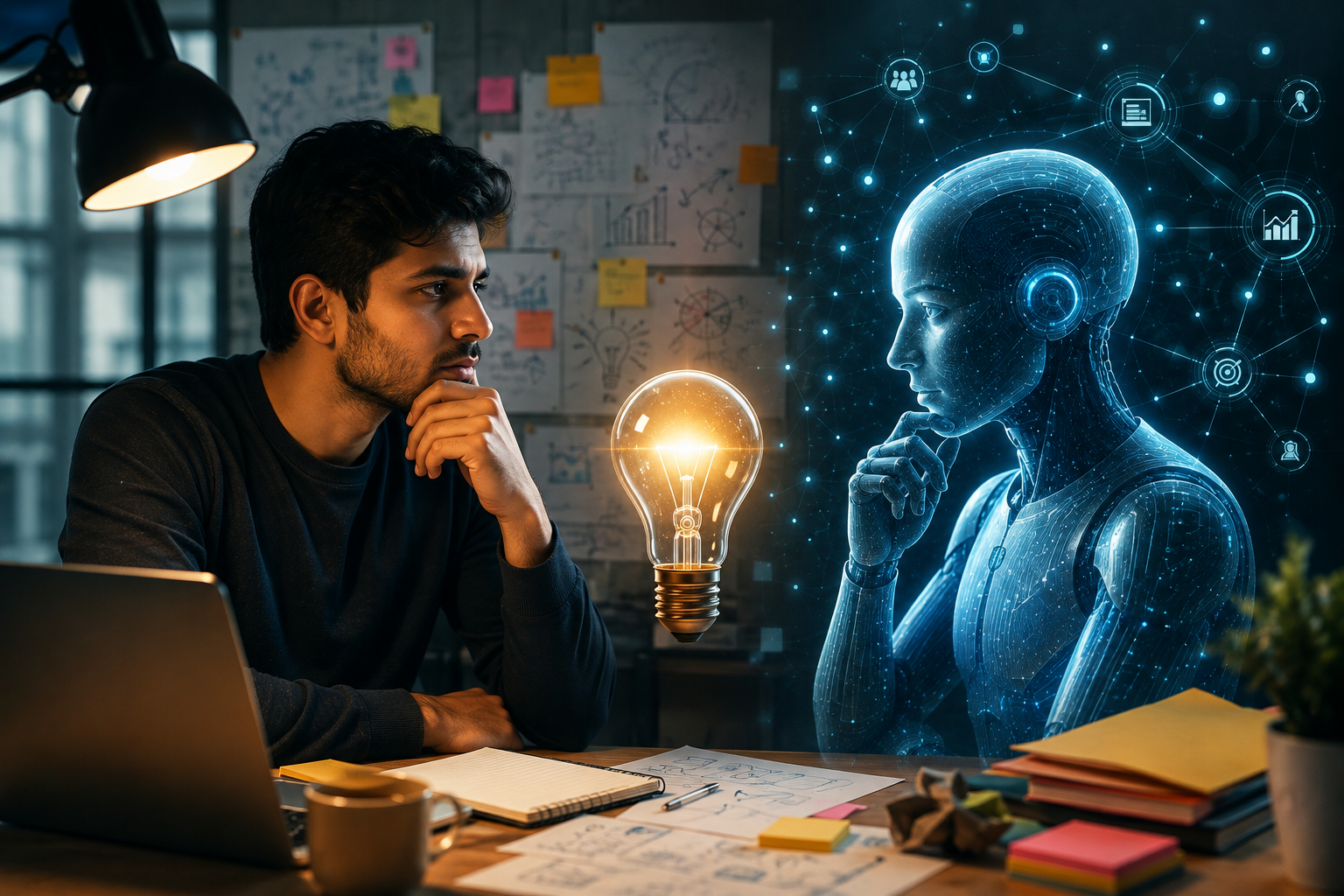 Business mentor asking AI questions