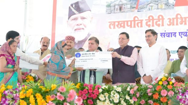 Lakhpati Didi being facilitated in Uttarakhand. Photo: X