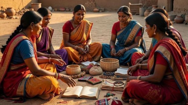 Women Self-Help-Group (SHG) functioning in a village. Image created using AI